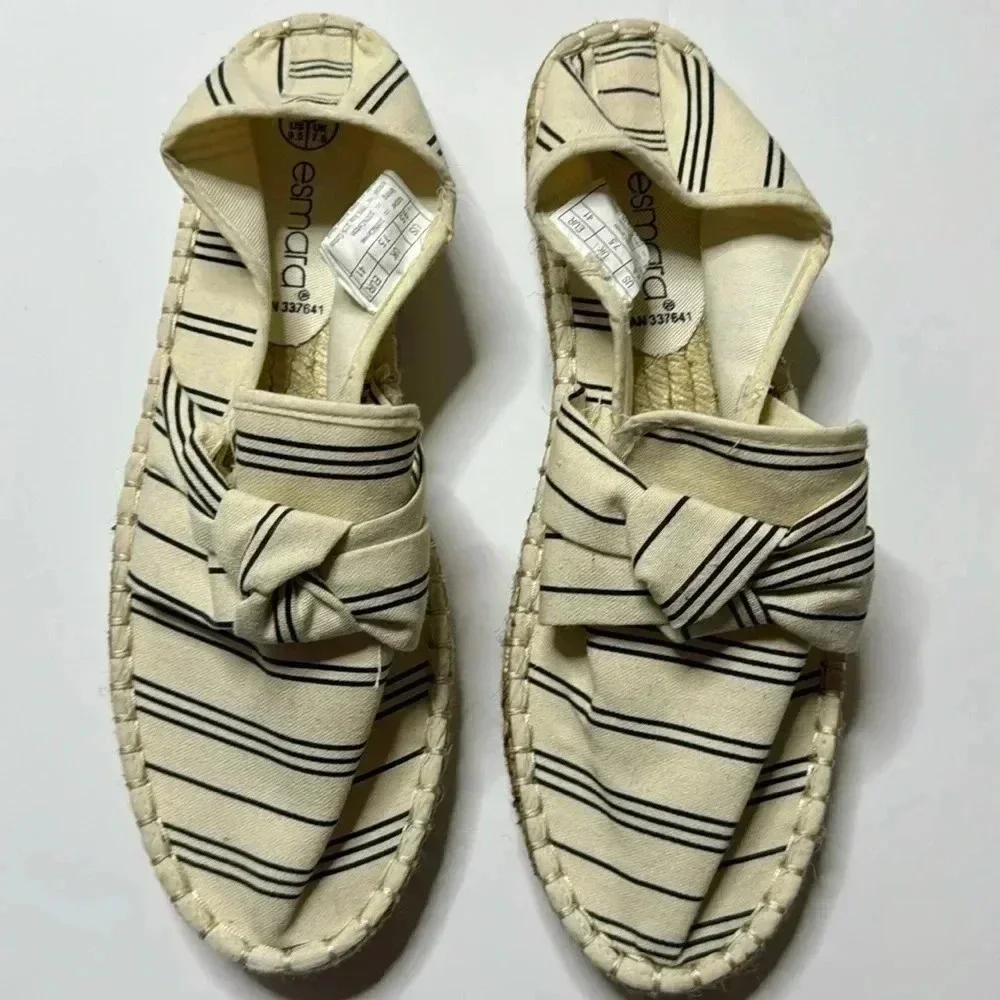 Esmara canvas New espadrilles size 9 1/2 preppy beige with tie on top